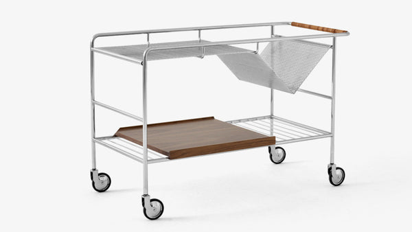 Alima Trolley - &Tradition Trolleys + Carts - Chrome & Lacquered Walnut - HORNE