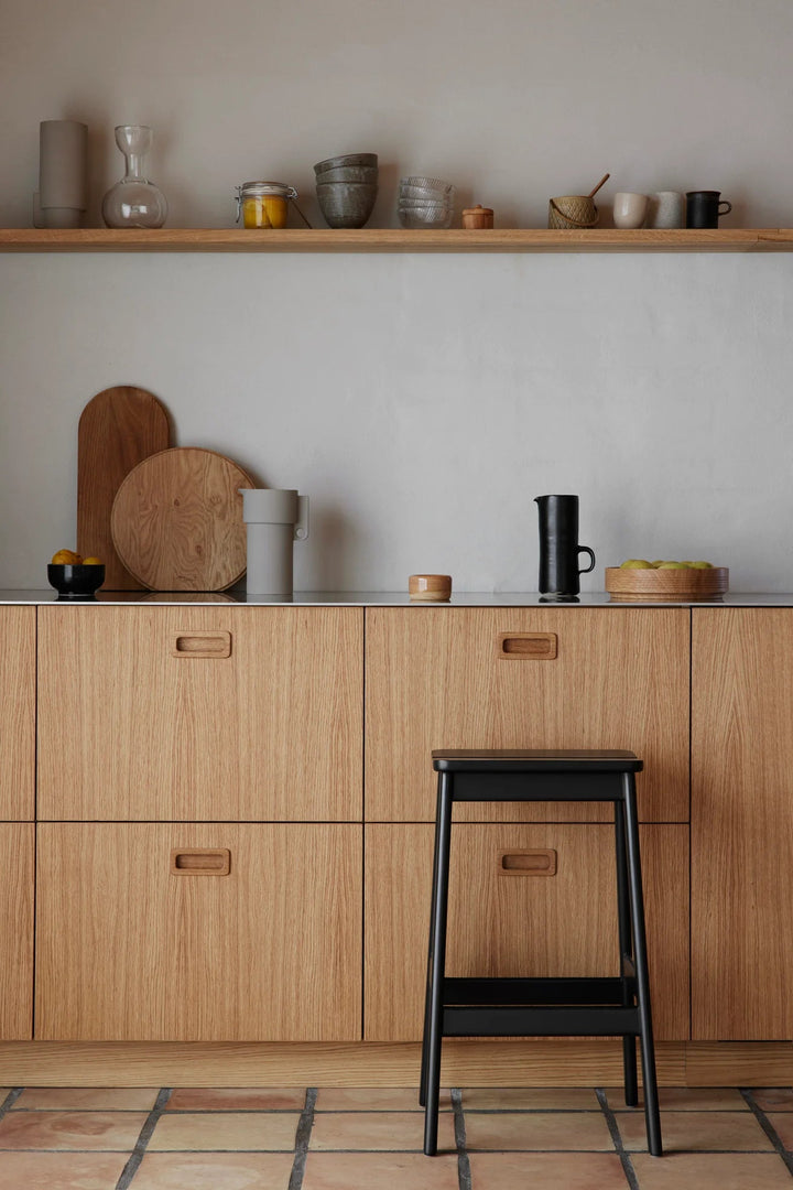 Angle Bar Stool - Form & Refine Stools + Benches + Ottomans - 45 - Black - stained Beech - HORNE