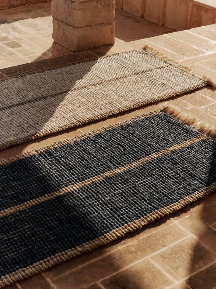 Athens Stripes Runner - Ferm Living Rugs - Natural/Ink Blue - HORNE