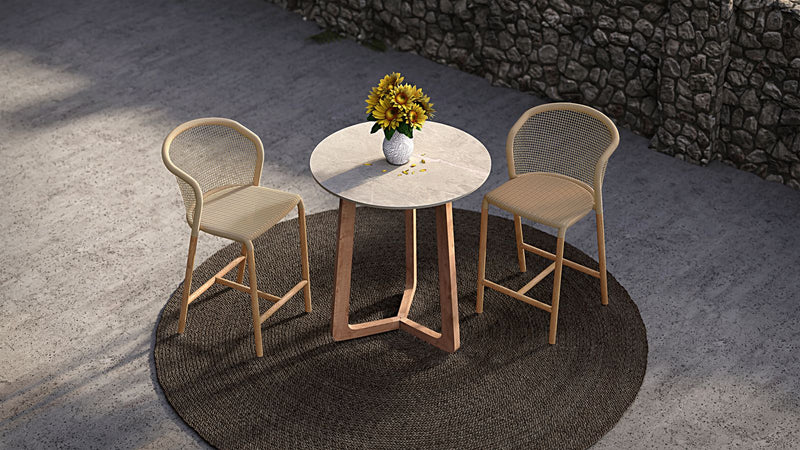 Atrani Counter Table - BETACO Tables + Desks - Teak / Ceramic Top - HORNE