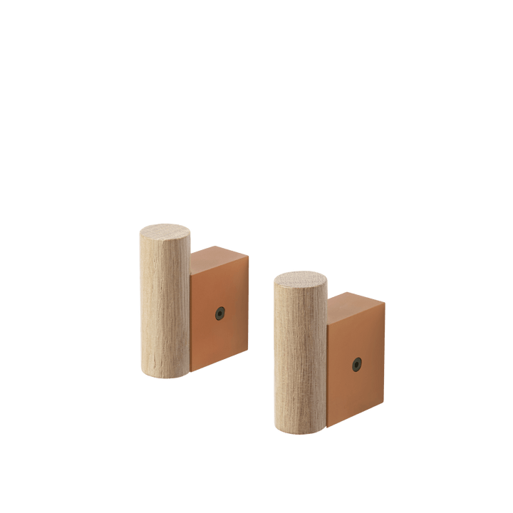 Attach Coat Hook - Set of 2 - Muuto Hangers & Hooks - Oak/Burnt Orange - HORNE