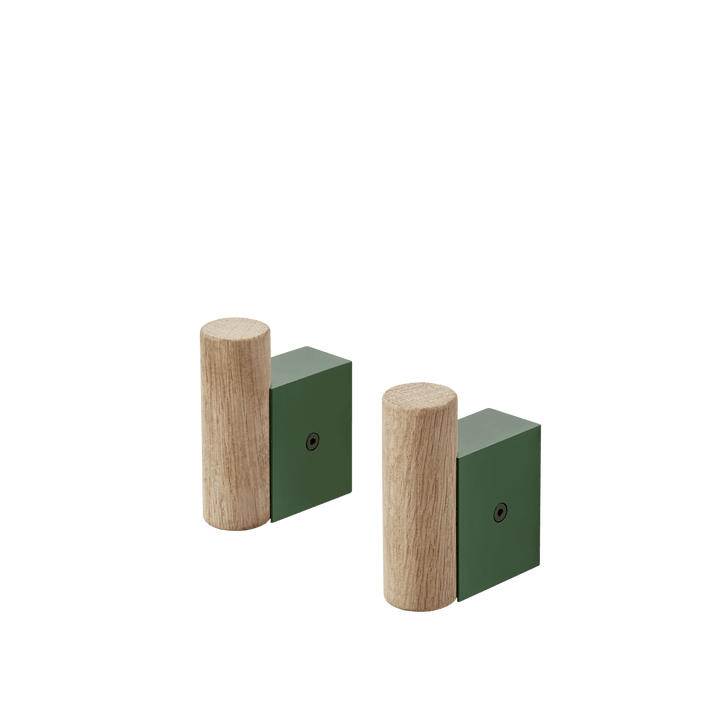 Attach Coat Hook - Set of 2 - Muuto Hangers & Hooks - Oak/Dark Green - HORNE