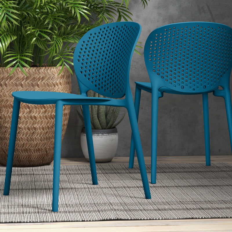 Bailey Outdoor Stacking Chair - Set of 4 - Urbia Chairs - Black Grey - HORNE