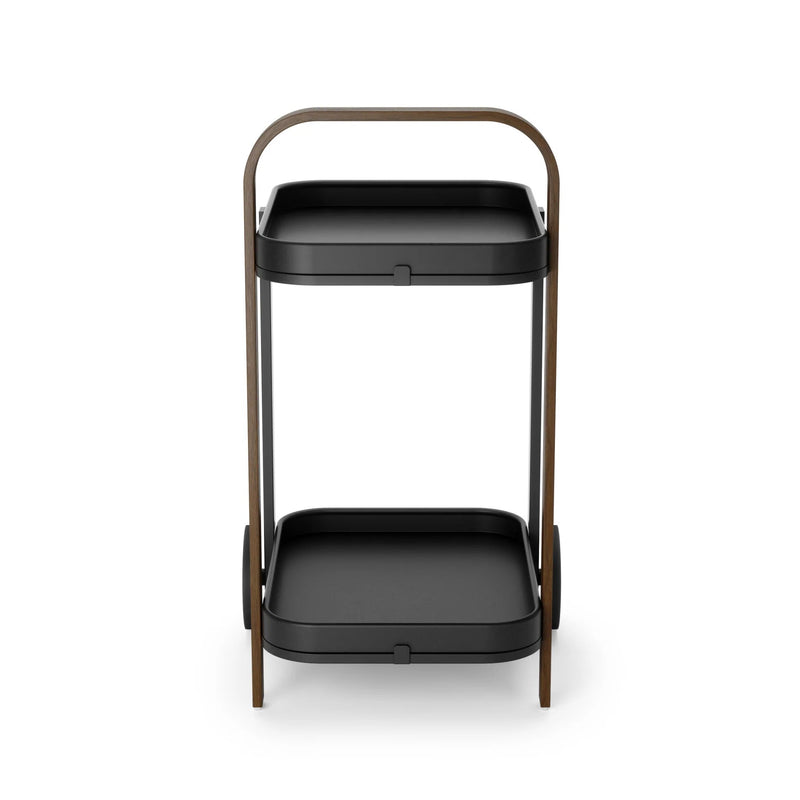 Bellwood Bar & Storage Cart - Umbra Trolleys + Carts - Black-Walnut - HORNE