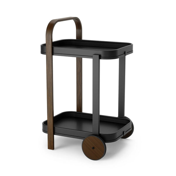 Bellwood Bar & Storage Cart - Umbra Trolleys + Carts - Black-Walnut - HORNE