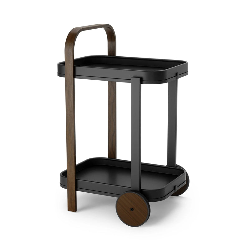 Bellwood Bar & Storage Cart - Umbra Trolleys + Carts - Black-Walnut - HORNE