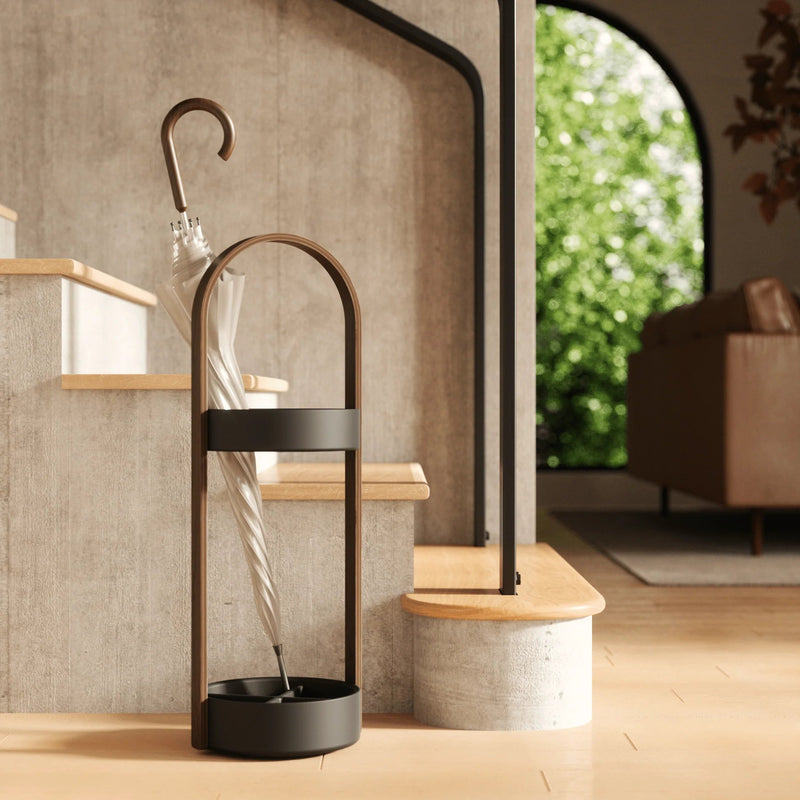 Bellwood Umbrella Stand - Umbra Storage + Organization - Black-Walnut - HORNE