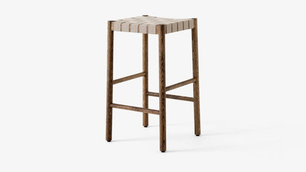 Betty Stool - &Tradition Stools + Benches + Ottomans - Smoked Oiled Oak with Natural Webbing - Counter Stool - HORNE