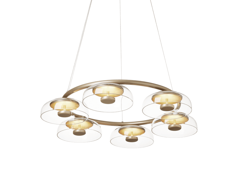 Blossi 6 Chandelier - Nuura Chandeliers - Nordic Gold / Clear - HORNE