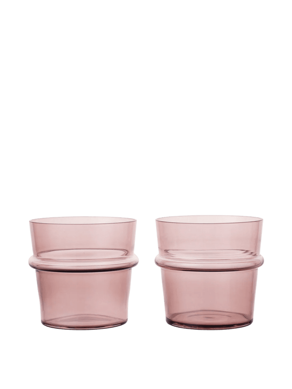 Boya Low Glasses - Set of 2 - Ferm Living Glassware - Mauve - HORNE