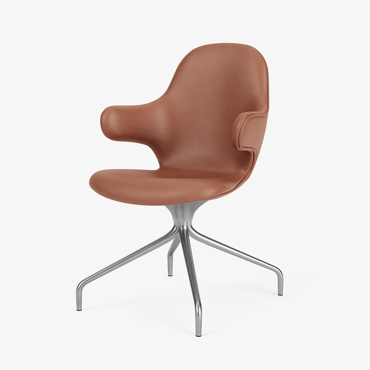 Catch Armchair - 4 - Star Swivel Base - &Tradition Chairs - Noble Aniline Leather Cognac - Polished Aluminum - HORNE