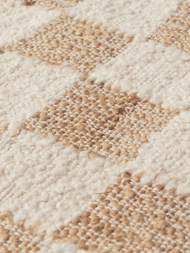 Check Wool Jute Rug - Ferm Living Rugs - 200 x 300 - Coffee/Natural - HORNE