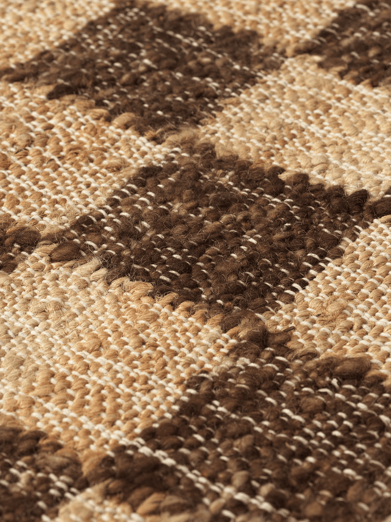 Check Wool Jute Rug - Ferm Living Rugs - 200 x 300 - Coffee/Natural - HORNE