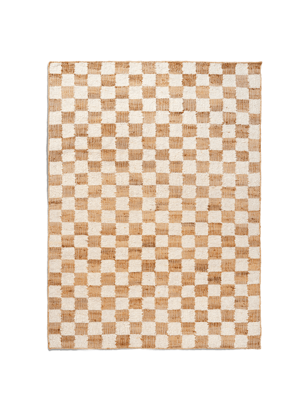 Check Wool Jute Rug - Ferm Living Rugs - 140 x 200 - Off - white/Natura - HORNE