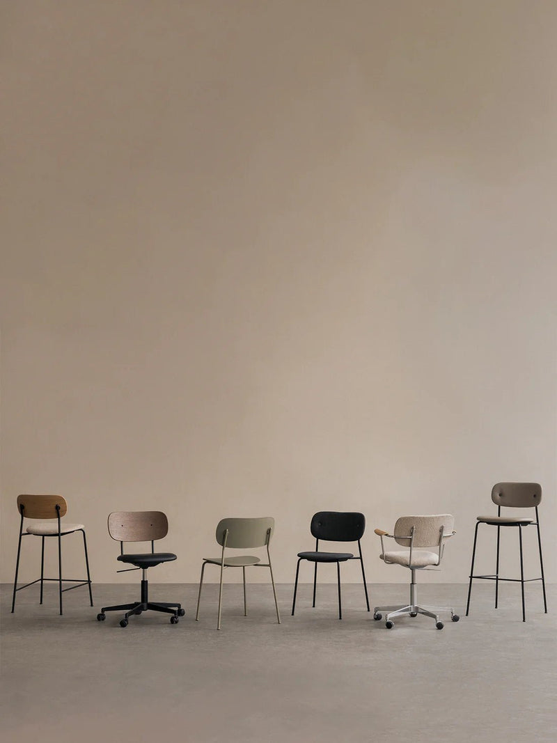 Co Task Chair - Seat Upholstered - Armrest - Audo Copenhagen Chairs - Black Oak - Re - wool 0198 - HORNE