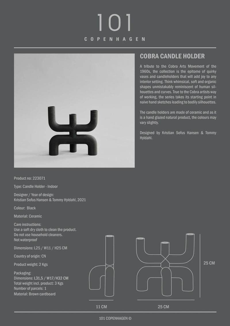 Cobra Candle Holder - 101 Copenhagen Candle Holders - Black - HORNE
