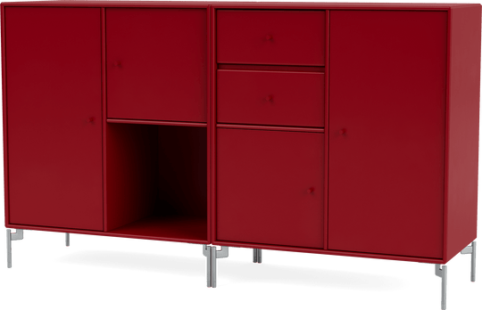 Couple Sideboard - With Legs - Montana - Shelving - Beetroot - Matte Chrome - HORNE