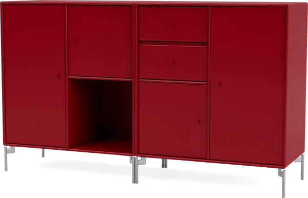 Couple Sideboard - With Legs - Montana - Shelving - Beetroot - Matte Chrome - HORNE