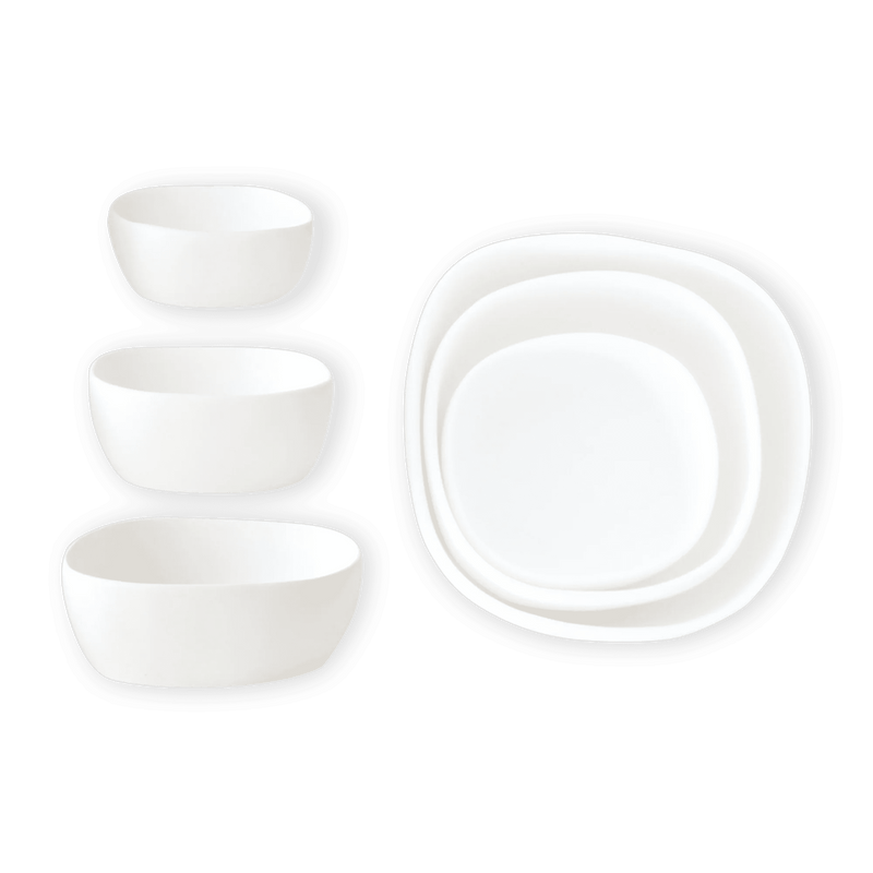 Cuadrado Nested Trio Bowls - Tina Frey Serveware - White - HORNE