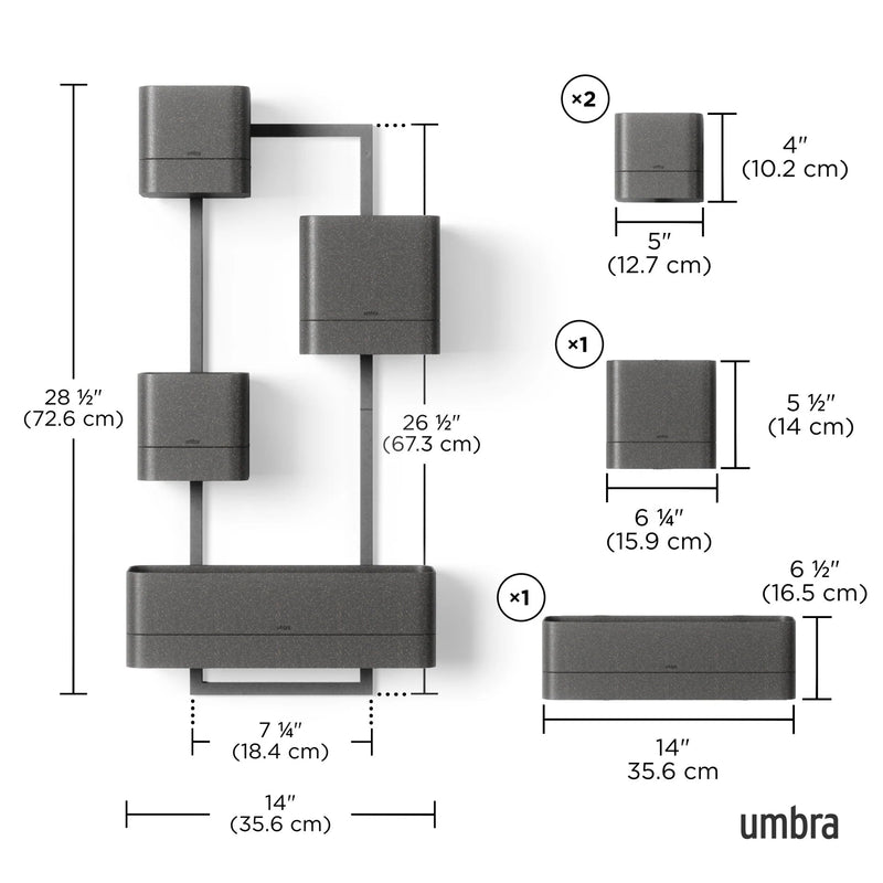 Cubiko Wall Planter - Umbra Pots & Planters - Black - HORNE