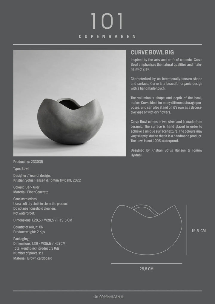 Curve Bowl - 101 Copenhagen Serveware - Mini - Dark Grey - HORNE