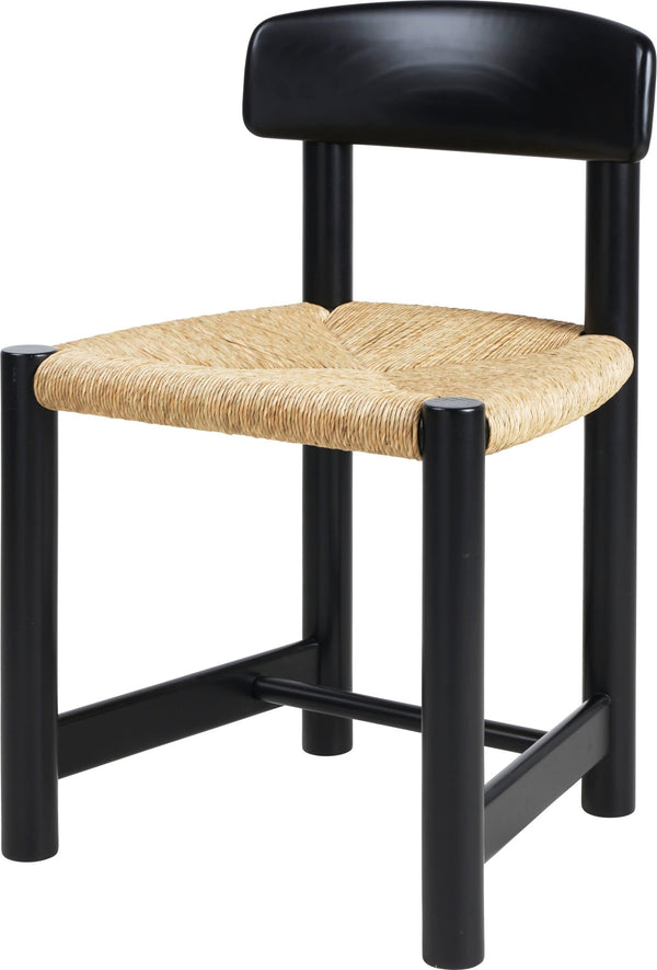 Daumiller Side Chair - Natural Rush Cord - Gubi Chairs - Brown/Black Pine - HORNE