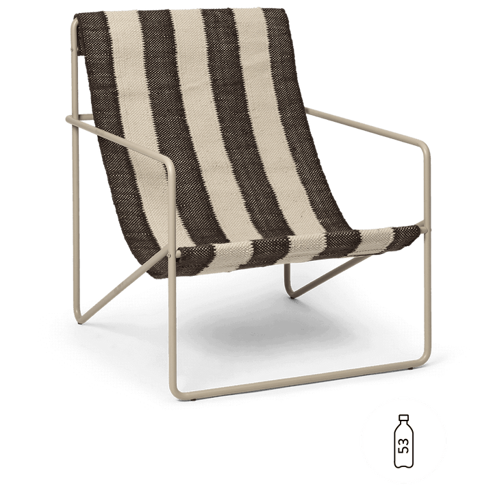 Desert Lounge Chair - Cashmere Frame - Ferm Living Chairs - Off - White & Chocolate Stripe - HORNE
