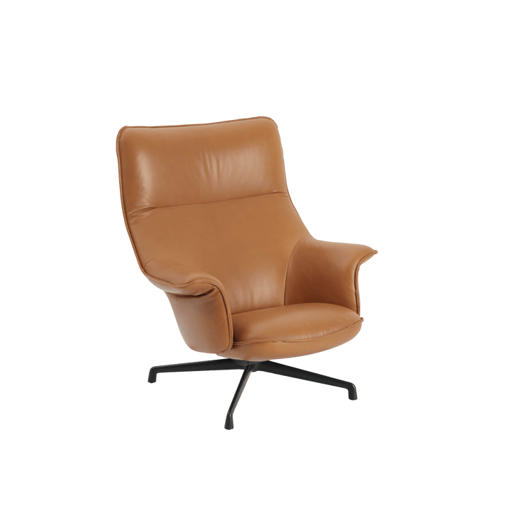 Doze Lounge Chair - Swivel Base - Muuto Chairs - Refine Leather Cognac/Anthracite Black - High Back - HORNE