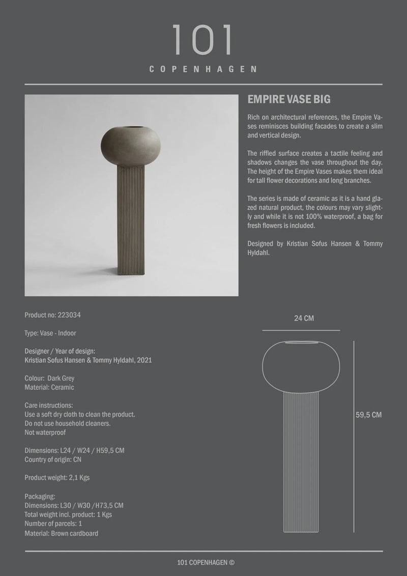 Empire Vase - 101 Copenhagen Vases - Big - Dark Grey - HORNE