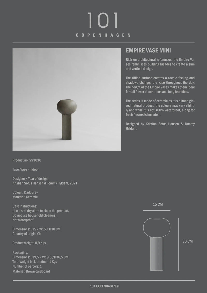 Empire Vase - 101 Copenhagen Vases - Big - Dark Grey - HORNE