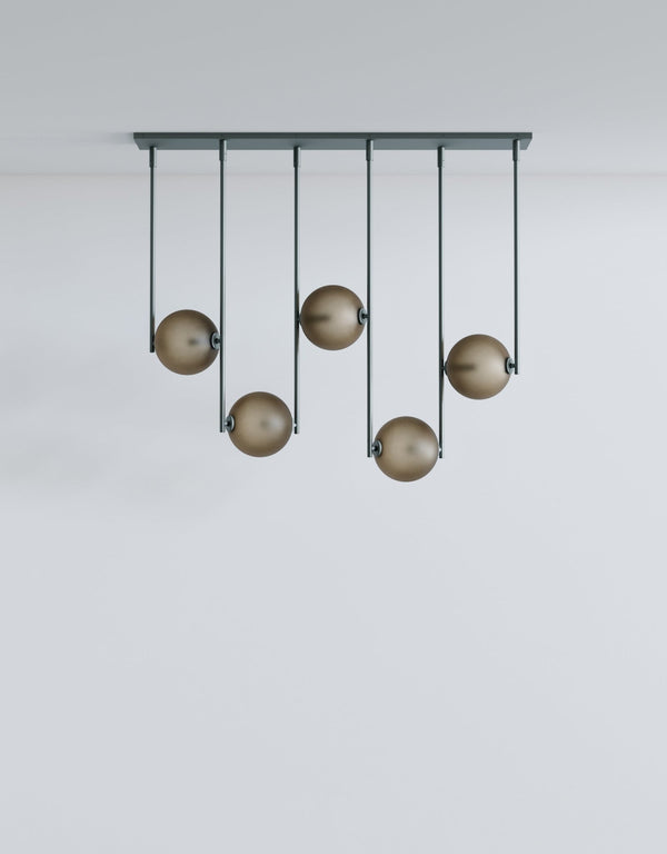 Equalizer 5 Piece Linear - Ladies & Gentlemen Lighting - Gold Anodize - Smokey Green - HORNE