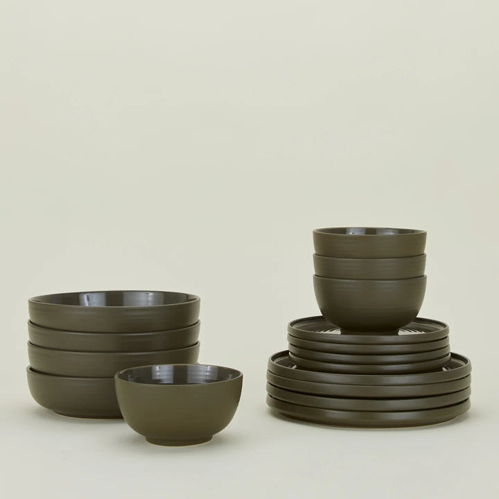 Essential Dinnerware - 16 Piece Set - Hawkins New York Dinnerware - Olive - HORNE