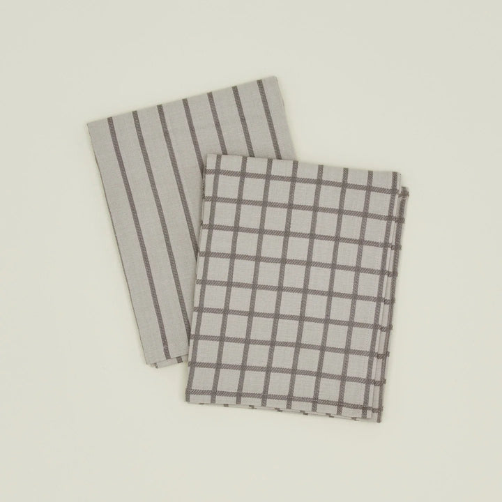 Essential Yarn Dyed Dish Towel - Set of 2 - Hawkins New York Kitchen Tools - Light Grey/Dark Grey - HORNE