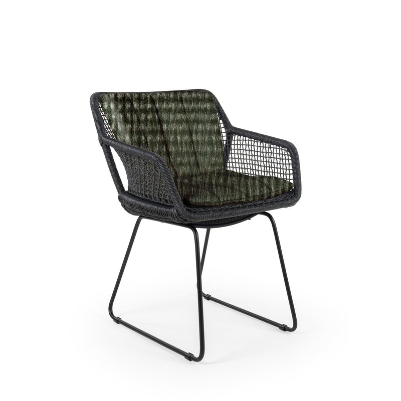 Esta Arm Chair - BETACO Chairs - Black Aluminum / Black Wicker - HORNE