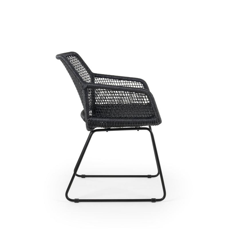 Esta Arm Chair - BETACO Chairs - Black Aluminum / Black Wicker - HORNE