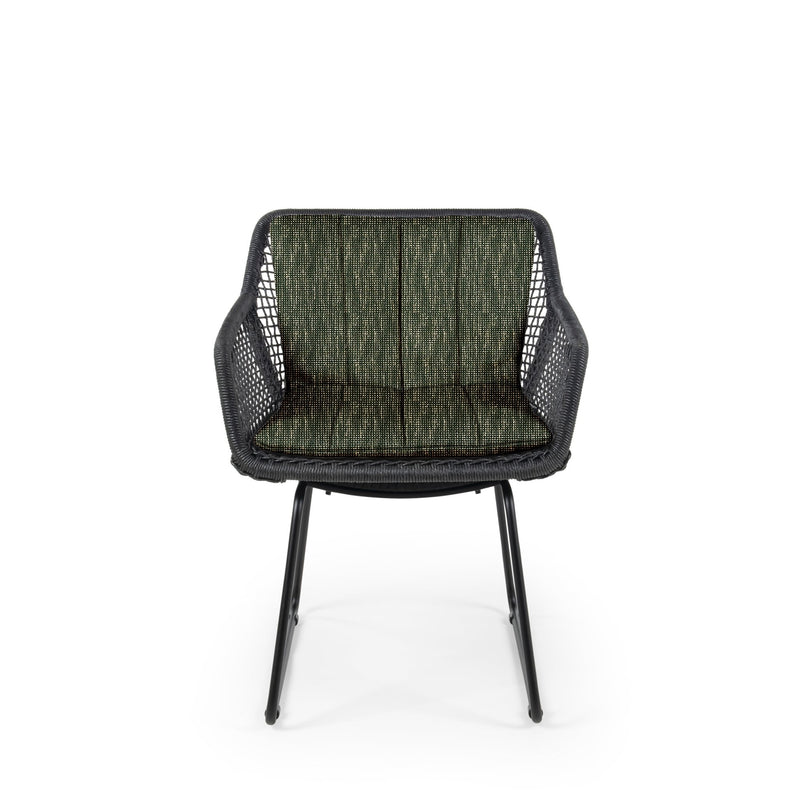 Esta Arm Chair - BETACO Chairs - Black Aluminum / Black Wicker - HORNE