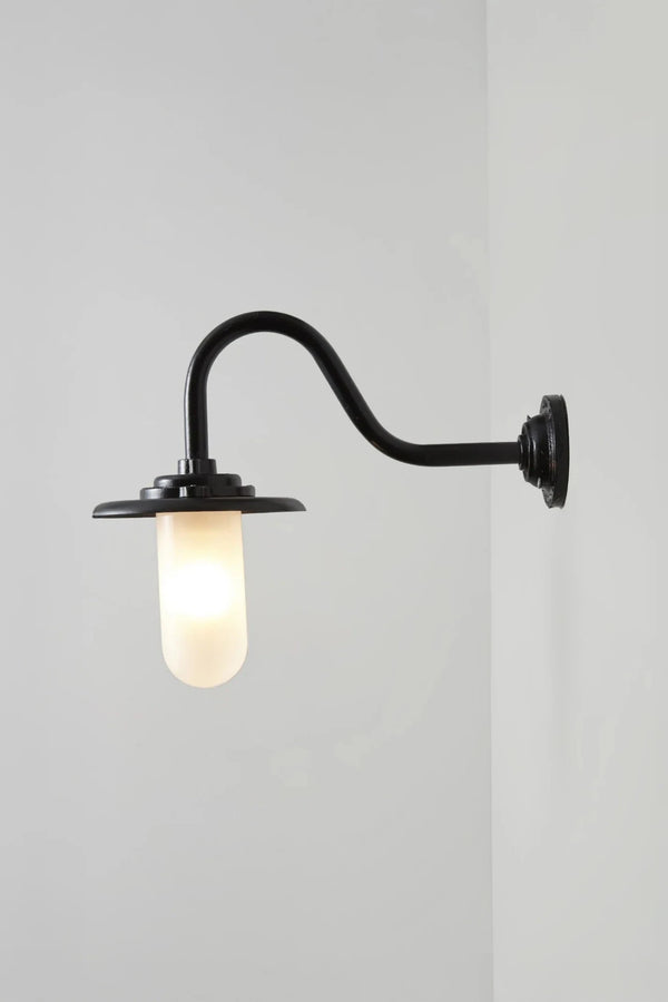 Exterior Bracket Light Swan Neck - 7677 - Davey Lighting Outdoor Lights - Black - Clear - HORNE