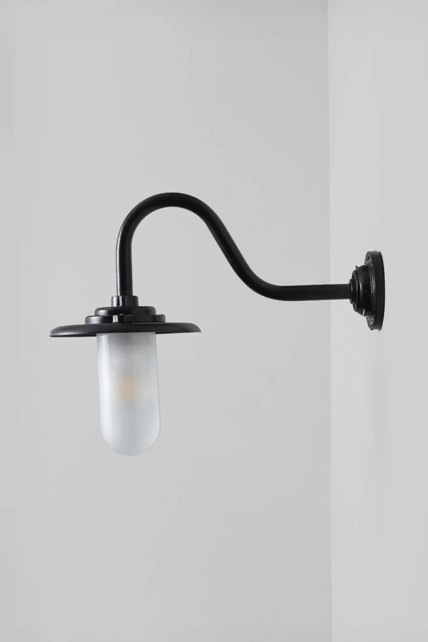Exterior Bracket Light Swan Neck - 7677 - Davey Lighting Outdoor Lights - Black - Clear - HORNE
