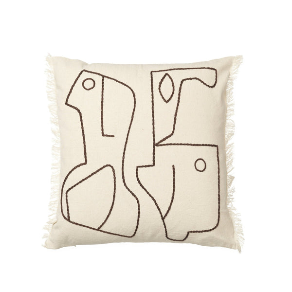 Figure Cushion - Ferm Living - Bedding + Pillows - Off - White/ Coffee - HORNE