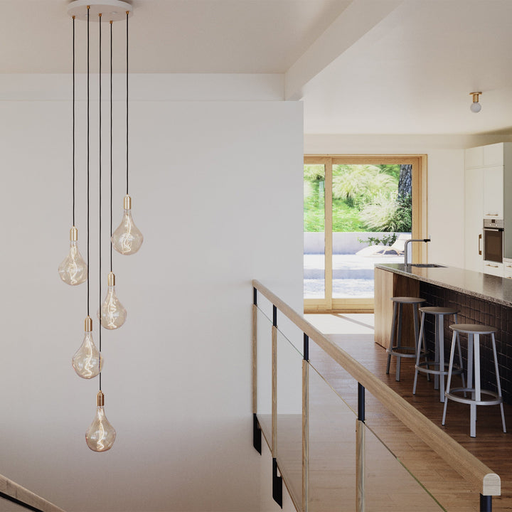 Five Pendant in Brass + Voronoi II - Tala Cluster Pendants - HORNE
