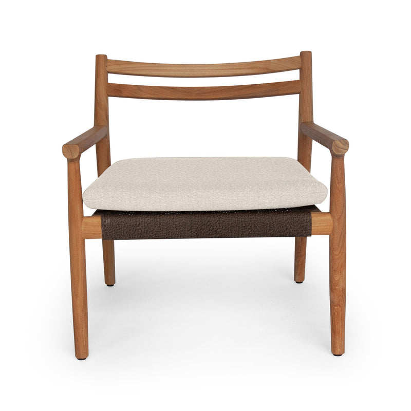 Florence Lounge Chair - BETACO Chairs - w/Seat & Back Cushion / Walnut Rope / Teak / Lorkey 41 - HORNE