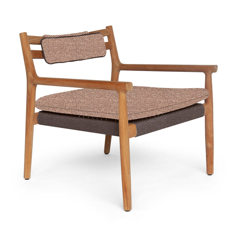Florence Lounge Chair - BETACO Chairs - w/Seat & Back Cushion / Walnut Rope / Teak / Lorkey 41 - HORNE