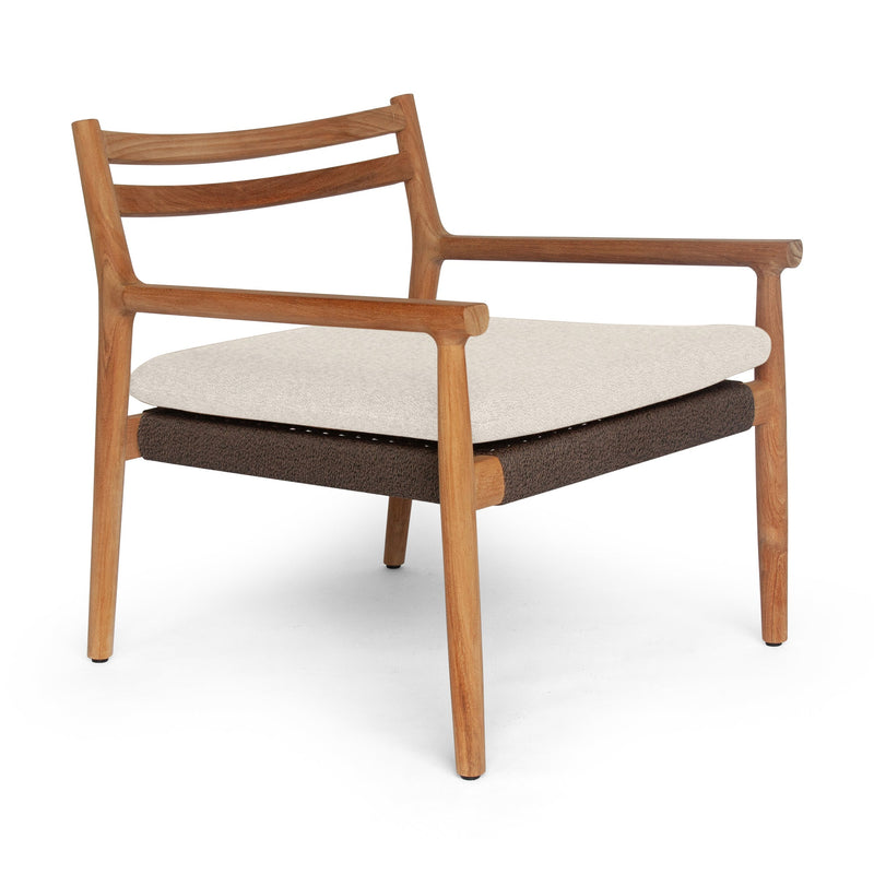 Florence Lounge Chair - BETACO Chairs - w/Seat & Back Cushion / Walnut Rope / Teak / Lorkey 41 - HORNE