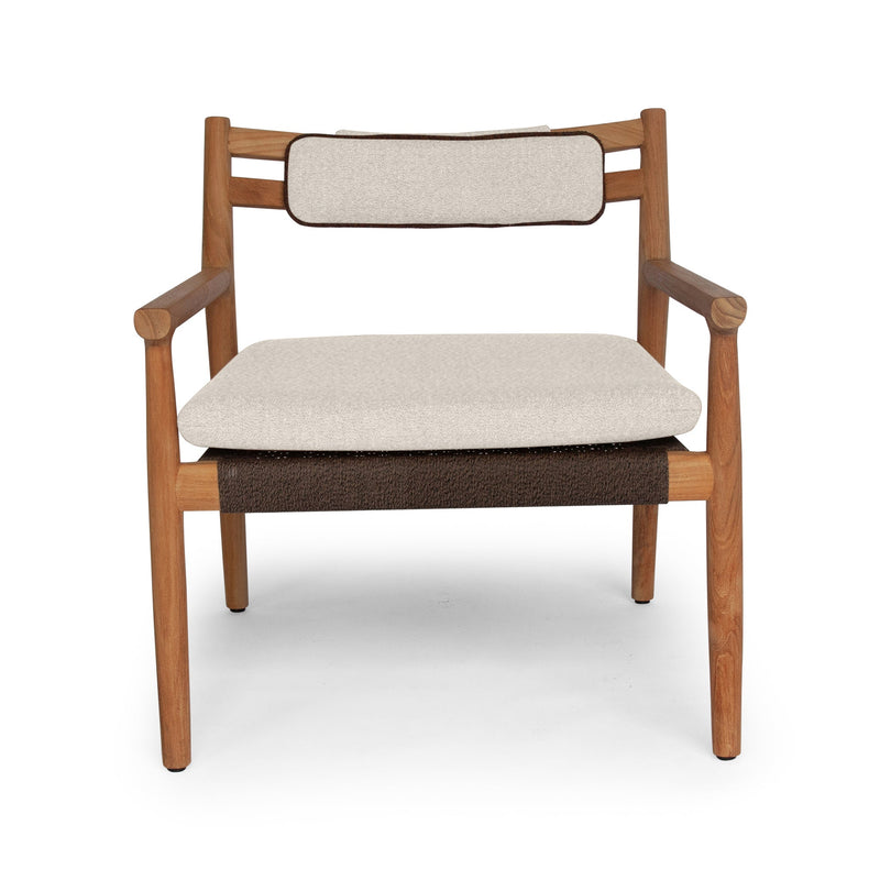 Florence Lounge Chair - BETACO Chairs - w/Seat & Back Cushion / Walnut Rope / Teak / Lorkey 41 - HORNE