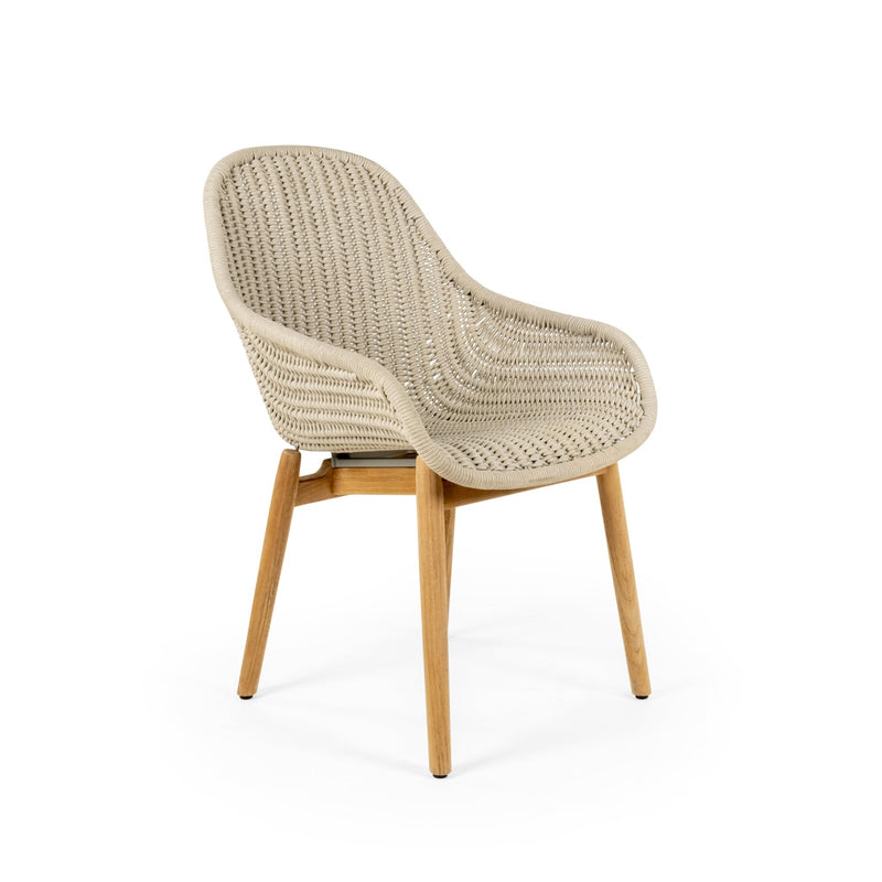 Forli Arm Chair - BETACO Chairs - Grey Rope / Teak - HORNE