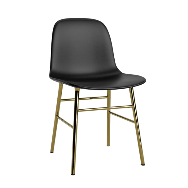Form Chair Fully Upholstered - Brass - Set of 2 - Normann Copenhagen Chairs - Sorensen Leather Ultra - Black - HORNE