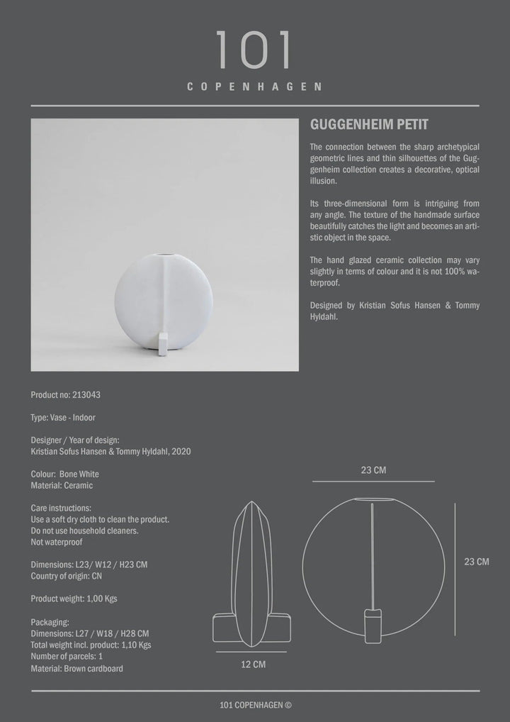 Guggenheim Vase - 101 Copenhagen Vases - Petit - Bone White - HORNE