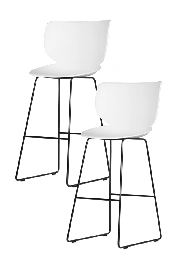 Hana Bar Stool Un - Upholstered Set of 2 - Moooi Stools + Benches + Ottomans - Black - Black - High - HORNE