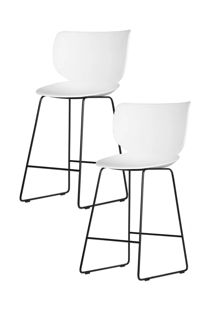 Hana Bar Stool Un - Upholstered Set of 2 - Moooi Stools + Benches + Ottomans - White - Black - Low - HORNE