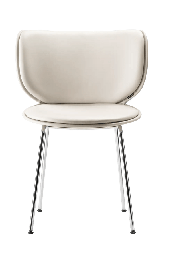 Hana Chair Upholstered - Moooi Stools + Benches + Ottomans - CAT I - Abbracci Taupe - Chrome - Non - Stackable - HORNE
